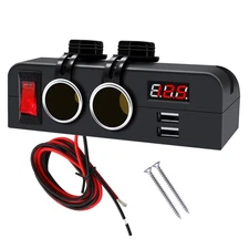 Multi-function 12 V Cigarette Lighter Socket Splitter Dual Female Power Outle...