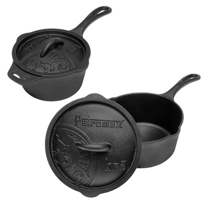 Petromax Cast Iron Saucepan and Basting Lid, Frying Pan for Stove or Campfire