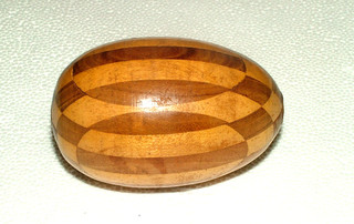 Vintage Fancy Old Czech Darning Egg Inlaid Wood 1900s Turned Wooden Sewing Egg