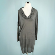 Pete & Greta Johnny Was Size XS Gray Cowl Neck Semi-Sheer Knit Mini Dress