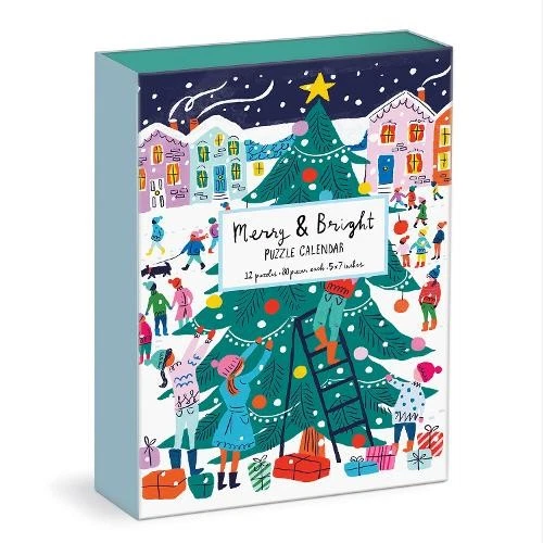 ‎GALISON Louise Cunningham Merry and Bright 12 Days of Christmas Advent Puzzle Calendar