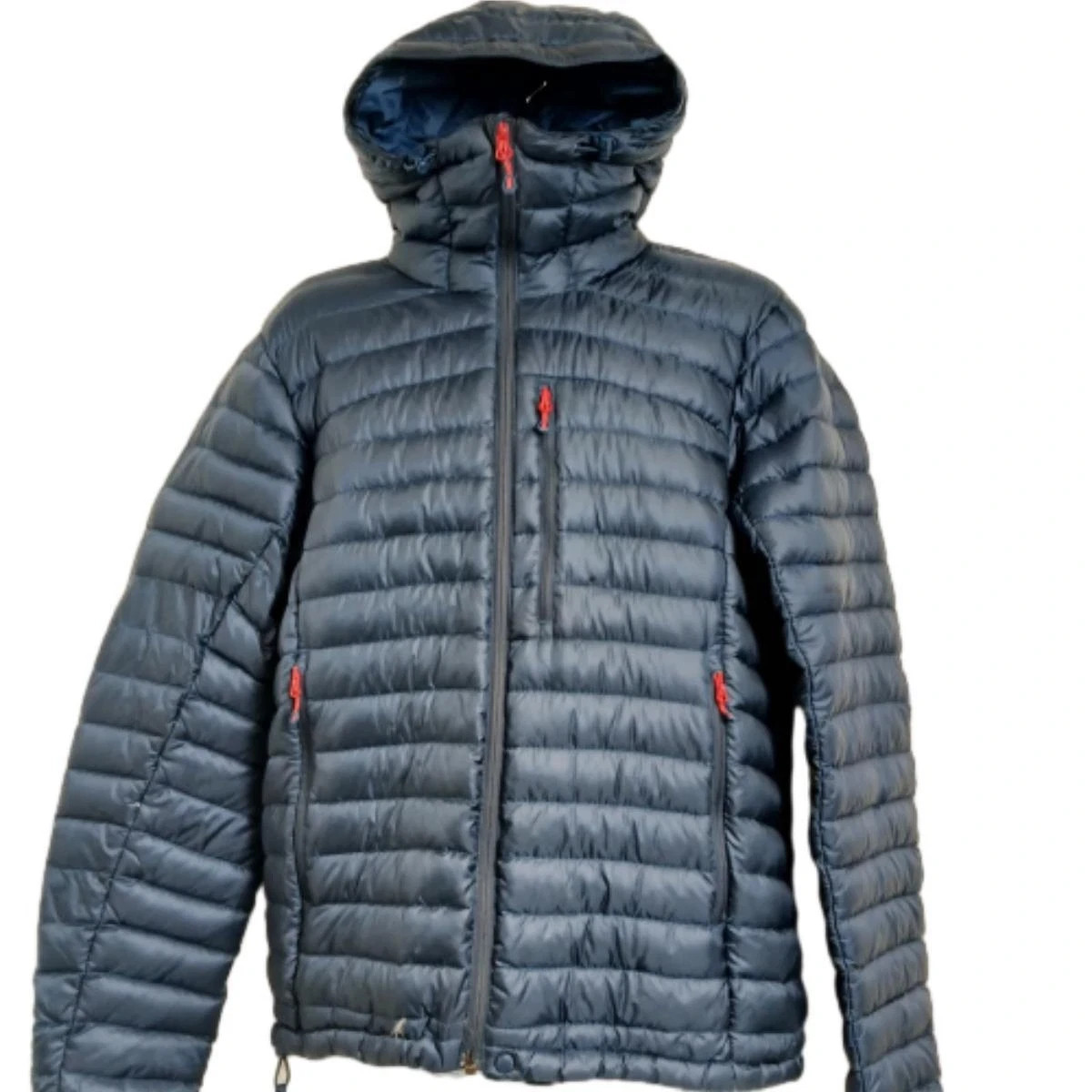 Montane Pertex Quantum Down Jacket Hooded Blue Puffer Coat Insulated Size Medium