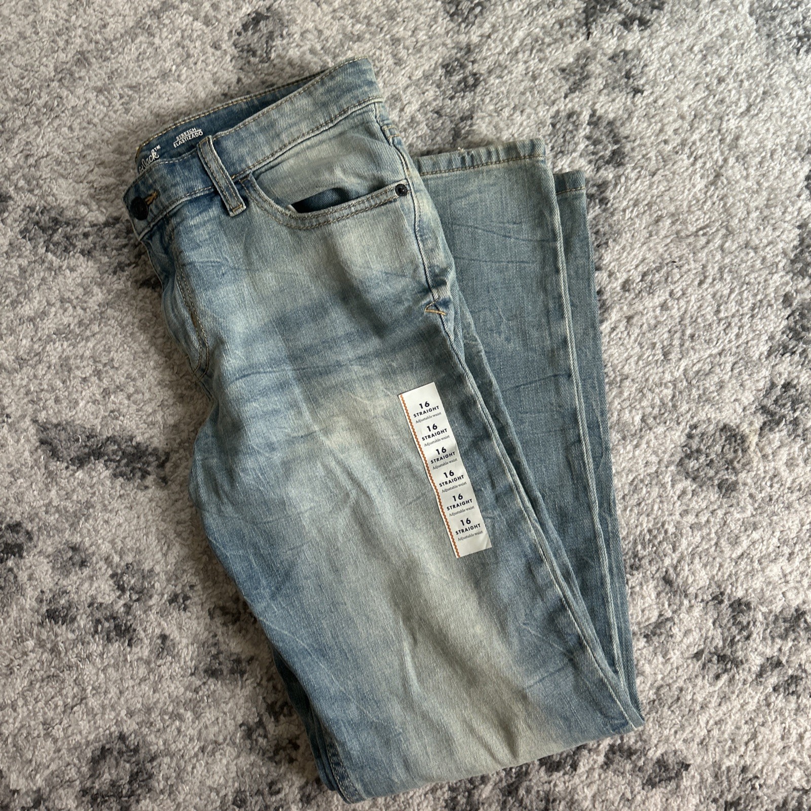 Size 16 Straight Leg With Stretch Light Blue Adjustable