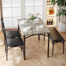 4-teiliges Esszimmer-Set, Platzsparendes Set mit Tisch, 2x Stühlen und 1x Bank