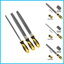 Versatile 3-Piece Metal File Set - Flat, Round & Half-Round Shapes Included