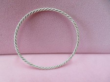 8" 925 Sterling Silver Slip on Stackable Twisted Rope Bangle Bracelet 10.25 G