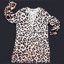 Incashmere Cashmere Cardigan Sweater Cheetah Print Sz Large Quiet Luxury Soft