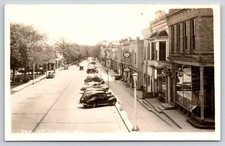 Juneau Wisconsin~Oak Street~Grocery Store~Wurtzer Schiltz Beer Tavern~1940s RPPC