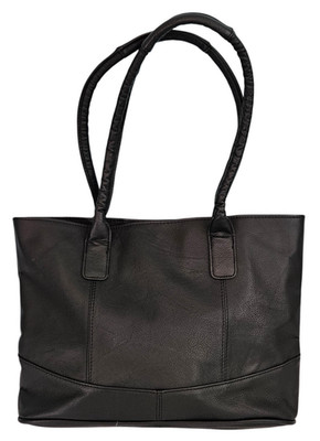 AmeriLeather Shoulder Bag Handbag Tote Satchel Leather Double Handle Zip Black