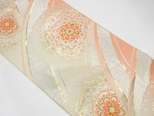 7528299: JAPANESE KIMONO / ANTIQUE FUKURO OBI / SILK / WOVEN ABSTRACT SEIGAIHA