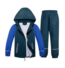 Swisswell Rain Pants Set Outfit Full Zip Hooded Jacket Waterproof Blue Boys L