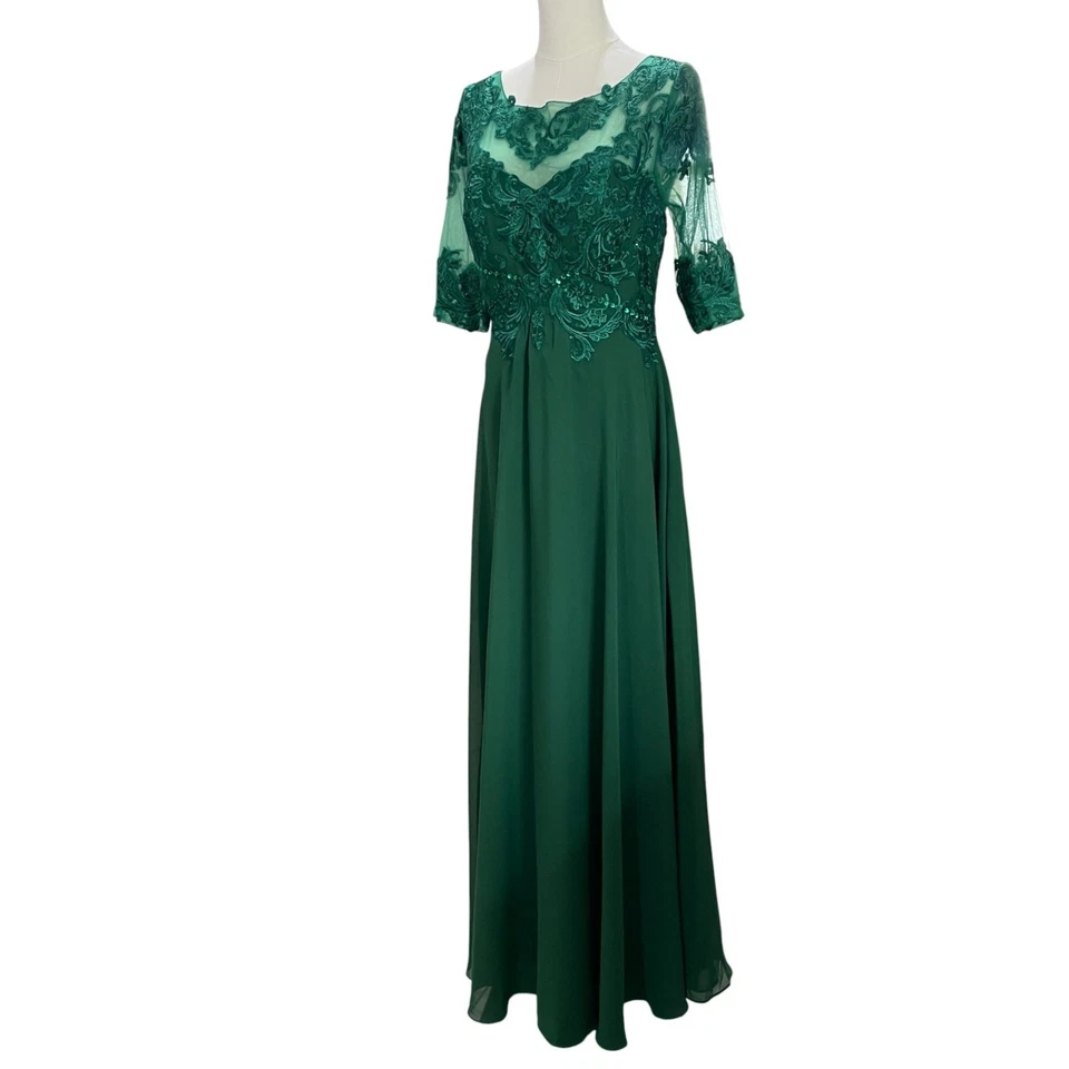 Elegante Vestido de Noche Formal de Encaje Verde Esmeralda Dama de honor Invitada de Boda Nuevo sin Etiquetas 8 Foto 4 de 4