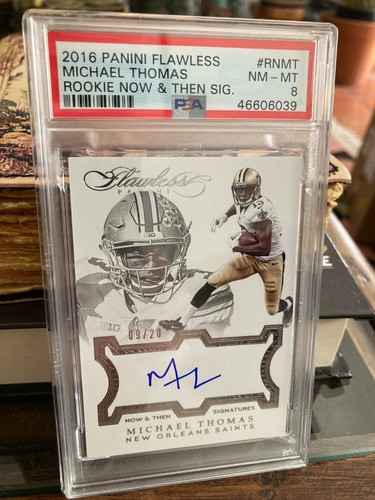 2016 Panini Flawless Michael Thomas Rookie Now & Then Sig Silver 09/20 PSA 8