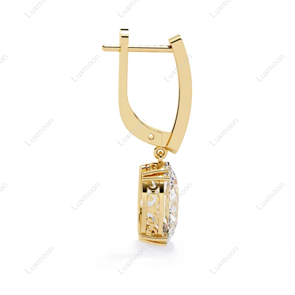 Lab-Created 1.70 Ct Oval Cut White Diamond Hoop/Huggie Earring 10K Yellow Gold - Image 2 of 4