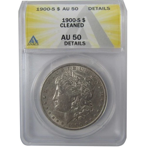 1900 S Morgan Silver Dollar AU 50 Details ANACS $1 Coin SKU:I24932