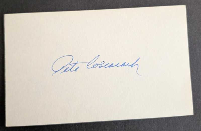 Pete Coscarart - 1938 Debut Autographed 3x5 Index Card - Deceased 2002