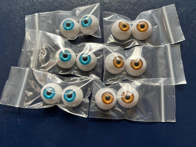 AUSVERKAUF 6 Paar realistische Acrylaugen 18 mm