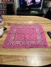 VINTAGE WAMCRAFT BANDANA 21”x19” Pink COLOR RN 14193
