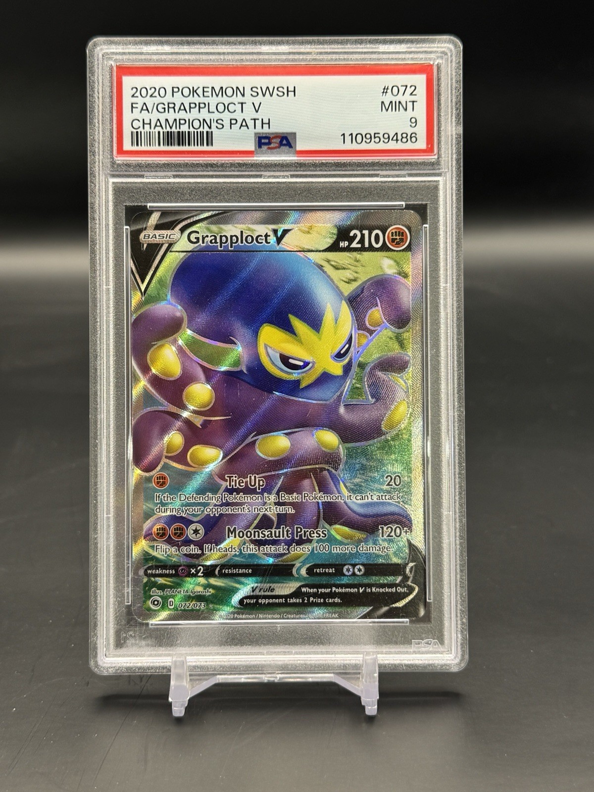Pokémon Grapploct v Champions Path Holo Ultra Rare Card 72 PSA 9
