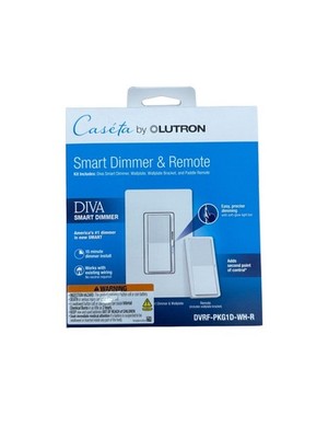 Lutron Caseta Smart Dimmer Switch Kit DVRF-PKG1D-WH-R Diva 3-Way Wallplate