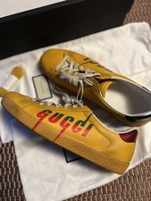 Authentic Gucci Yellow Leather Mens Sneaker 