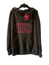 Puma Ladies Small Sweatshirt Gray Black Relaxed Fit Amplified Hoodie NWT