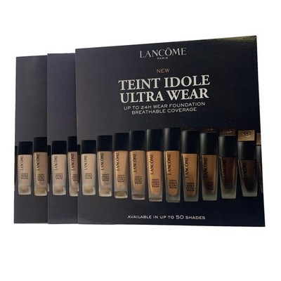 3X Lancome Teint Idole Ultra Wear Foundation 8-Shade Sample Card