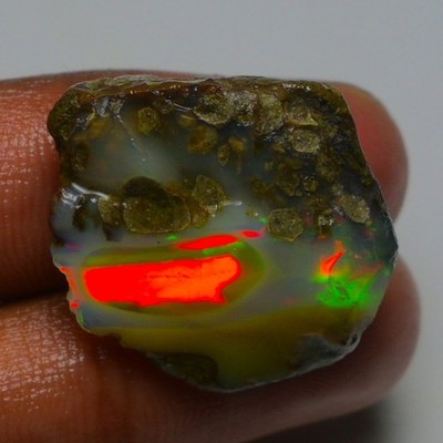 Ethiopian Oil Opal Specimen 21.85 cts Natural Rough Gemstone - Fire Opal Roug