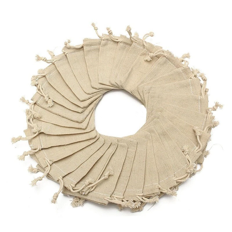 30pcs Bag Natural Linen Pouch Drawstring Burlap Jute Sack Drawstring Gift Bags- - Photo 4/4