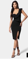 Bebe Black Ruffle Sleeve Midi Dress XS