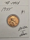 wheat penny 1955 ERROR 5/5 LINCOLN CENT 1955-P DOUBLE ''5'' RED BU LOT #1 UNC