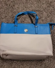 Perfectly Posh Women's Blue & White Tote Bag Leather
