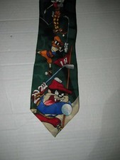 Vintage 1996 Warner Bros Looney Tunes Mania Silk Neck Tie Golf Taz Bugs Bunny
