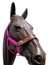 custom personalized nylon horse halter in all sizes in the Fuchsia Color