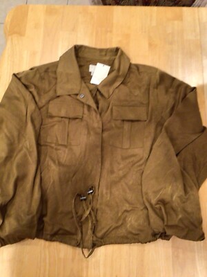 A New Day Women's XXL NWT Long Sleeve Blouse Snap Up W/ Toggle Bottom