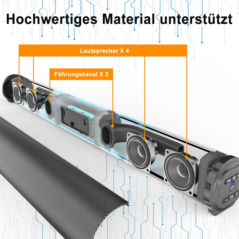 Soundbar Bluetooth BS-10 FM-Radio Type-C Wiederaufladbar Heimkino 3D Surround DE - Bild 4 von 4
