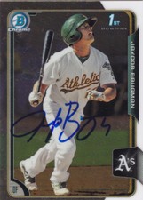 JAYCOB BRUGMAN OAKLAND A'S SIGNED BOWMAN CHROME PROSPECT BASEBALL CARD ORIOLES