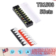 5 Sets Dual Row 8 Position Screws Terminal Electric Barrier Strip Block 600V 15A
