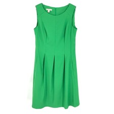 DB Dressbarn Womens Dress 10 Green Sleeveless Pockets Pleated Zipper Lined