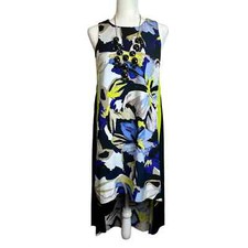 Vince Camuto Hi-Lo Sleeveless Dress Women’s 4 (S) Black White Floral Crew Neck