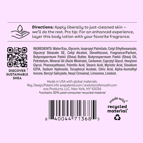 eos Shea Better Body Lotion - Fresco e Accogliente, 24 Ore Idratante Cura della Pelle, Leggero - Foto 8 di 8