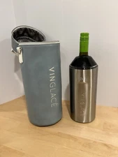 Vinglace Stainless Steel Portable Wine Champagne Chiller Insulator + RARE Tote