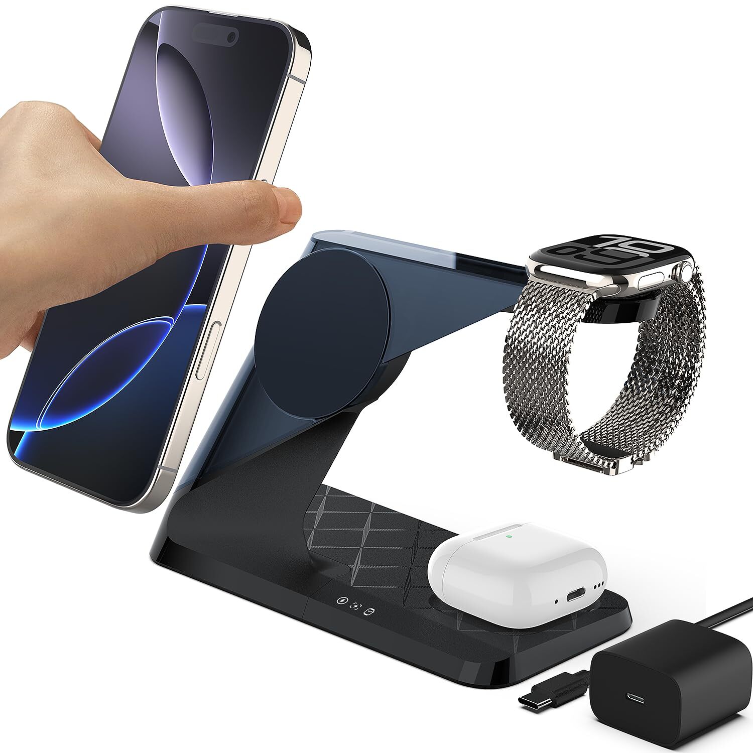 3 in 1 Charging Station for Apple Devices, Mag-Safe Charger Stand, Wireless C...