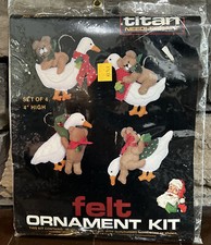 Vintage Titan Needlecraft Felt Ornament Kit 465 - Teddy Bears Geese Craft NOS