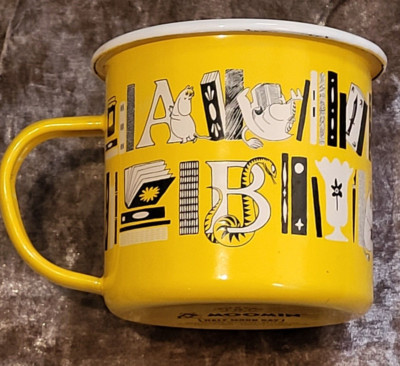 Mumin Emaille Blech Becher ABC Collection gelb Half Moon Bay Sammlerstück