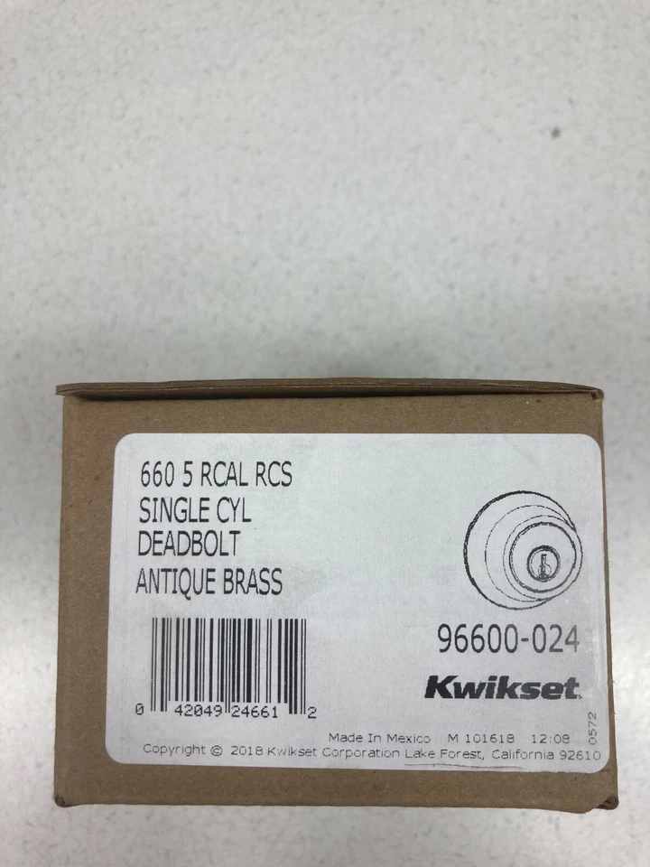 KWIKSET 660-5 RCAL RCS trava de cilindro único latão antigo 96600-024 - Imagem 2 de 4