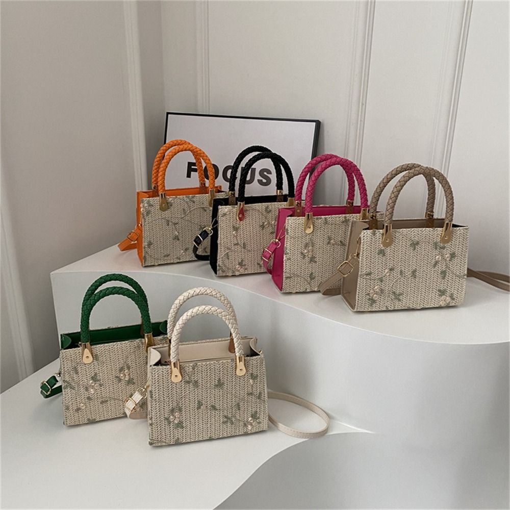 White Strandbags Straw Bags Grass Woven Straw Bag Handmade Braid