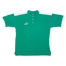 Vintage PUMA King Herren Poloshirt Grün Colourblock XL 90er Kurzarm