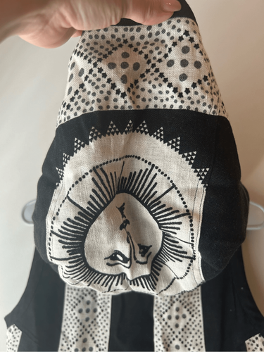 !!!RARE Vintage!!! Anna Sui Silk / Linen Hooded Mini Dress size 4 Celestial Boho - Picture 7 of 8