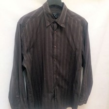 Claiborne Mens XL Shirt Brown Striped Long Sleeve Handsome Versatile